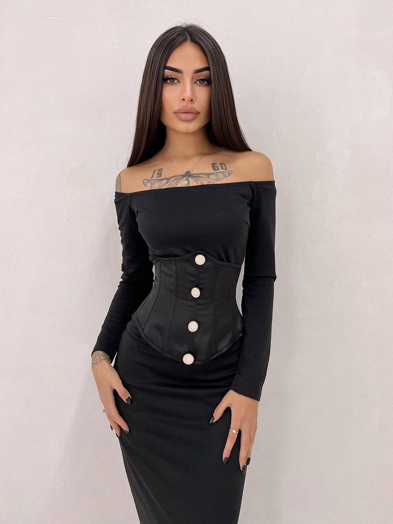 Сукня міді  + атласний корсет Сукня міді  + атласний корсет | PUSHKA SHOP