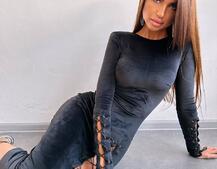 Оксамитова сукня міді зі шнурівкою Оксамитова сукня міді зі шнурівкою | PUSHKA SHOP