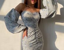 Сукня з квітковим принтом та драпіруванням   Сукня з квітковим принтом та драпіруванням   | PUSHKA SHOP