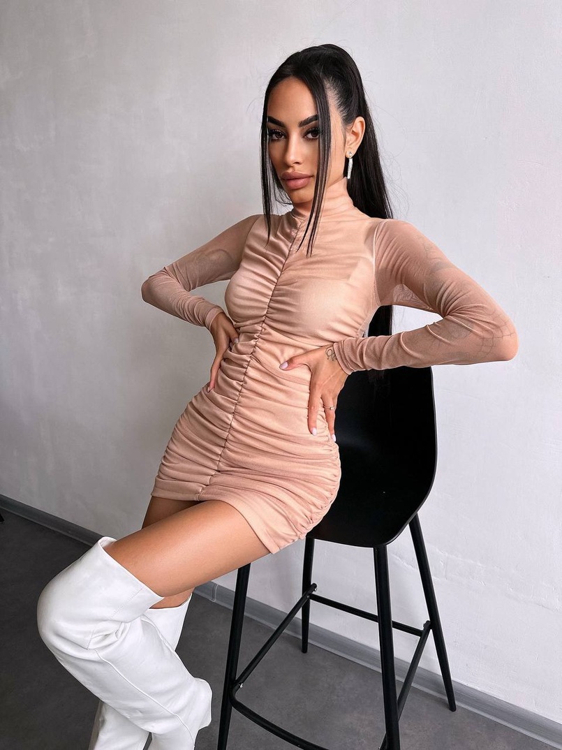 Сукня міні з драпіруванням  | PUSHKA SHOP