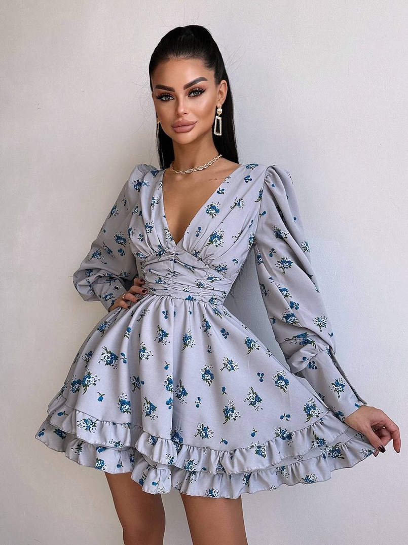 Сукня міні з пишною спідницею та драпіруванням на талії Сукня міні з пишною спідницею та драпіруванням на талії | PUSHKA SHOP