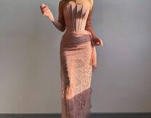 Мереживна сукня максі з рукавичками  | PUSHKA SHOP