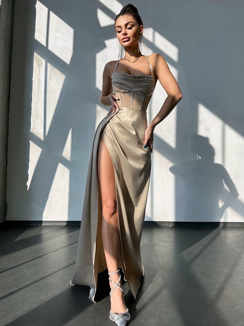 Комплект: корсет, декорований стразами + спідниця максі з драпіруванням  Комплект: корсет, декорований стразами + спідниця максі з драпіруванням  | PUSHKA SHOP