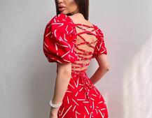 Сукня -міді зі шнурівкою на спинці та розрізом на ніжці Сукня -міді зі шнурівкою на спинці та розрізом на ніжці | PUSHKA SHOP