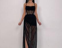 Комплект: корсет декорований стразами + спідниця максі  Комплект: корсет декорований стразами + спідниця максі  | PUSHKA SHOP