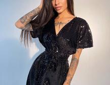 Бархатный комбинезон с голографическими блестками Бархатный комбинезон с голографическими блестками | PUSHKA SHOP