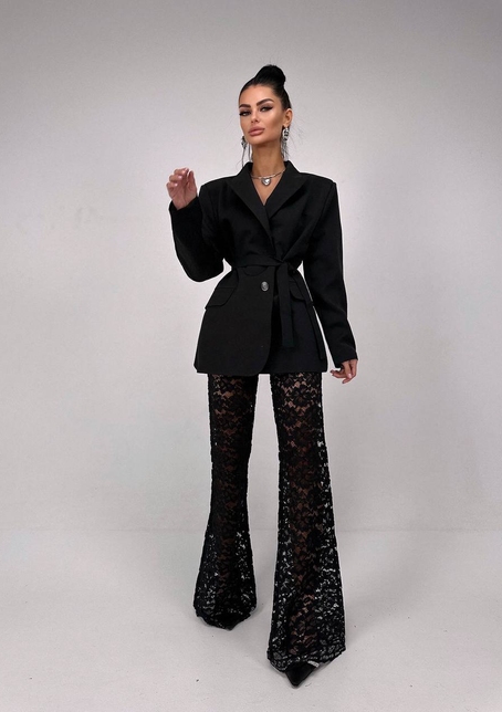 Комплект: мереживний корсет бюстьє + штани + піджак  Комплект: мереживний корсет бюстьє + штани + піджак  | PUSHKA SHOP