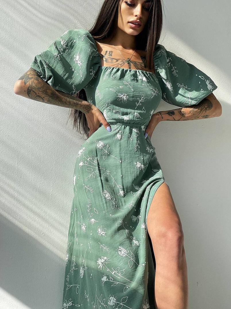 Платье миди со шнуровкой на спинке  | PUSHKA SHOP