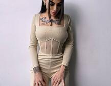 Облягаючий трикотажний комбінезон з елементами корсету  Облягаючий трикотажний комбінезон з елементами корсету  | PUSHKA SHOP