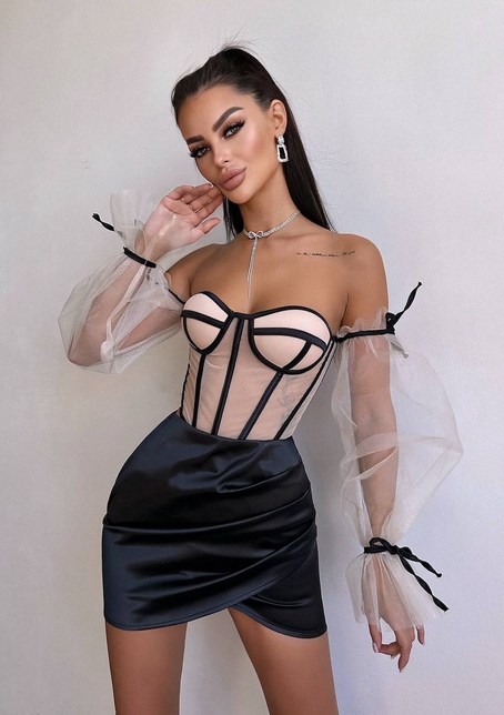 Атласний  комплект: корсет + спідниця  | PUSHKA SHOP