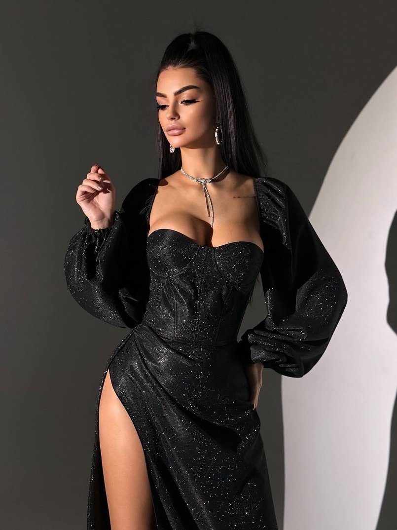 Сяючий комплект: корсет  + спідниця  максі з драпіруванням | PUSHKA SHOP