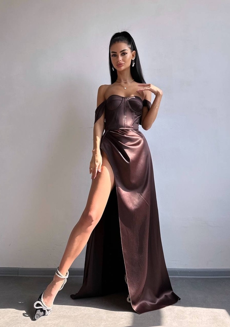 Атласний комплект: корсет бюстʼє + спідниця максі  | PUSHKA SHOP