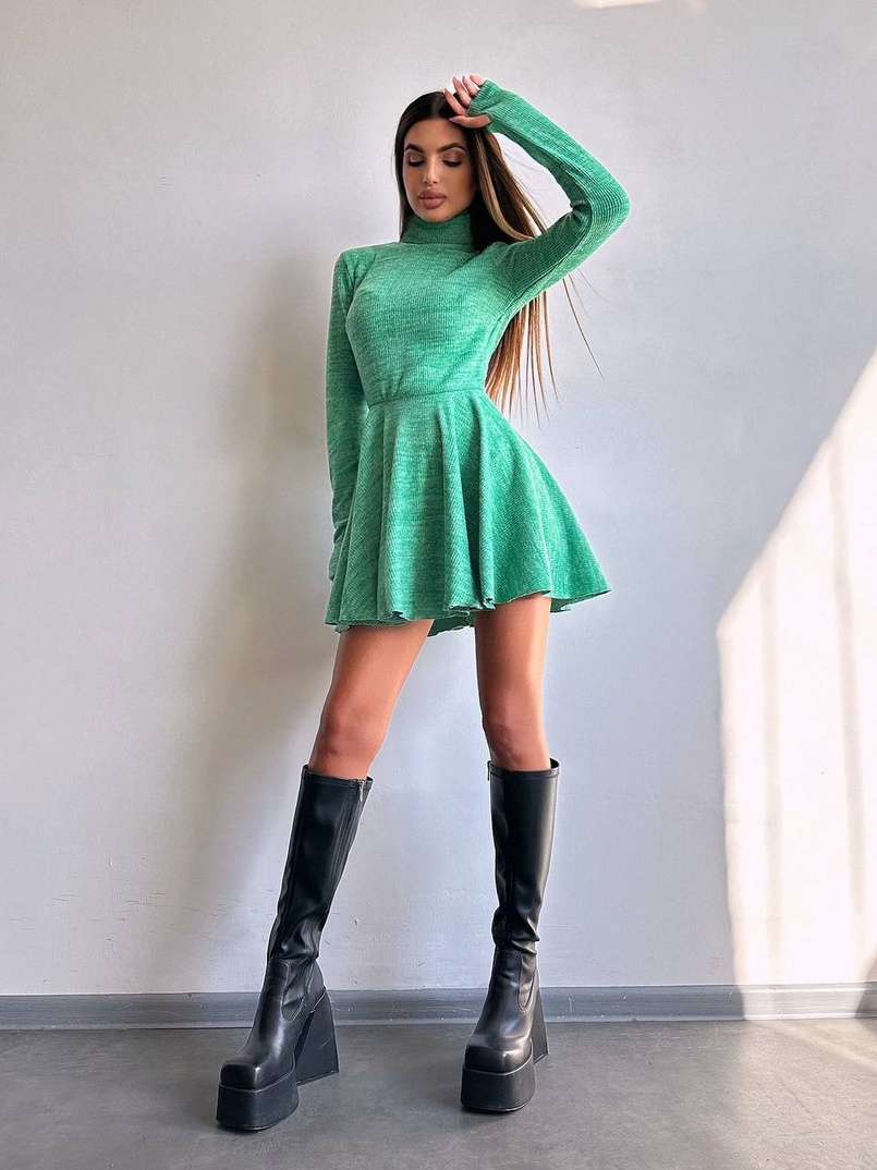 Трикотажна сукня міні із спідницею сонцем     Трикотажна сукня міні із спідницею сонцем     | PUSHKA SHOP