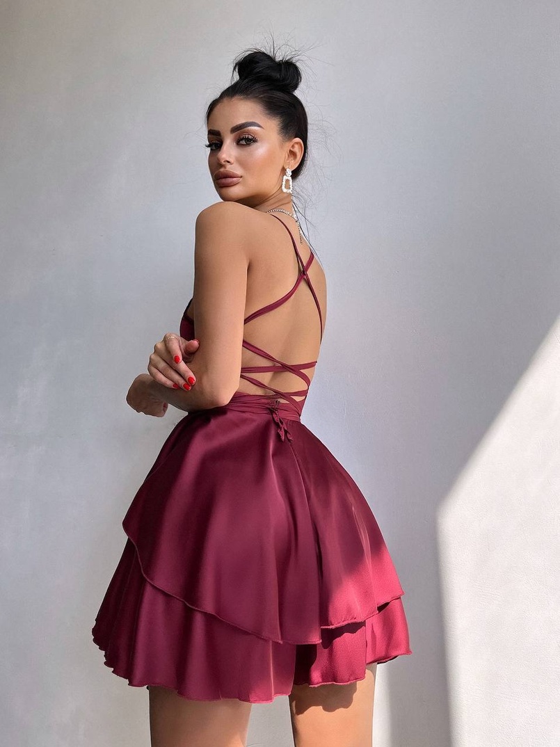 Шовкова сукня  з пишною спідницею та шнурівкою   | PUSHKA SHOP