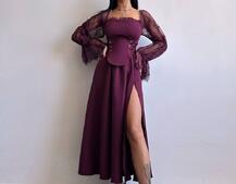 Сукня міді з корсетом декорована мереживом  | PUSHKA SHOP