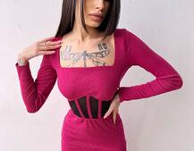 Сукня-міді  з елементами корсету   | PUSHKA SHOP