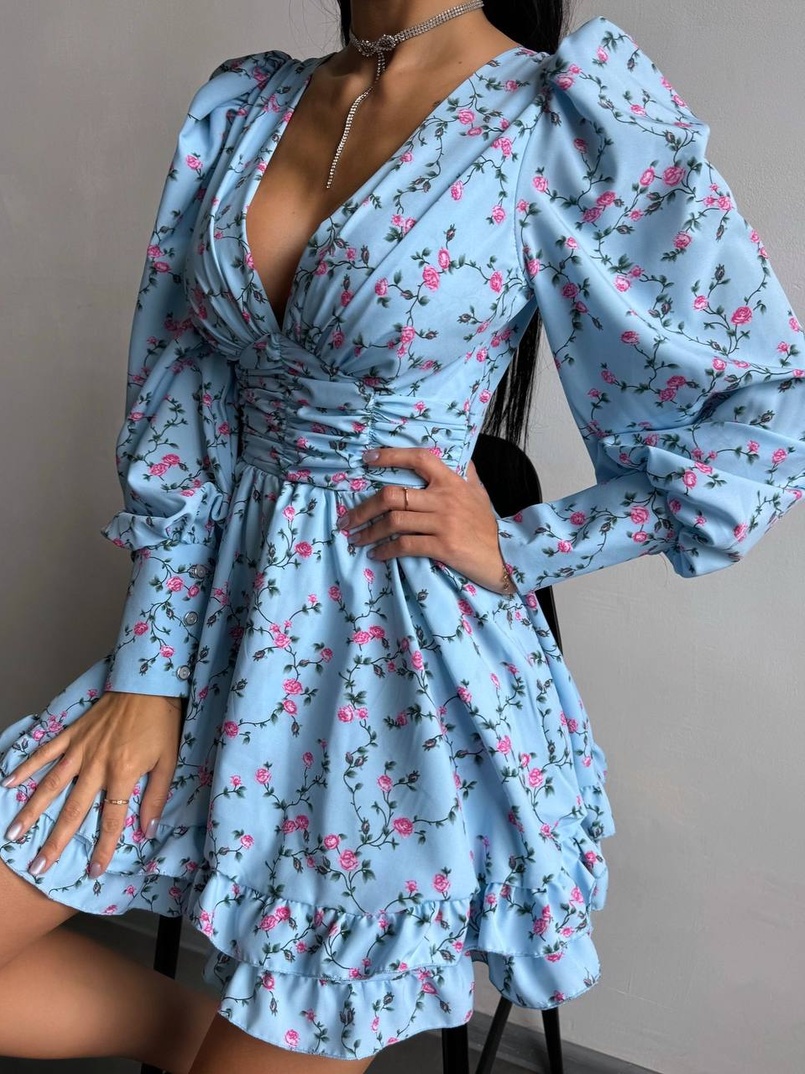 Сукня міні з пишною спідницею та драпіруванням на талії Сукня міні з пишною спідницею та драпіруванням на талії | PUSHKA SHOP