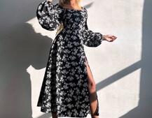 Улюблена сукня-міді зі шнурівкою на спинці та розрізом на ніжці Улюблена сукня-міді зі шнурівкою на спинці та розрізом на ніжці | PUSHKA SHOP