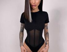 Трикотажне боді з сітчастою вставкою Трикотажне боді з сітчастою вставкою | PUSHKA SHOP