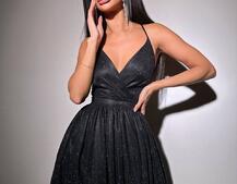 Блискуча сукня з пишною спідницею та шнурівкою на спинці Блискуча сукня з пишною спідницею та шнурівкою на спинці | PUSHKA SHOP