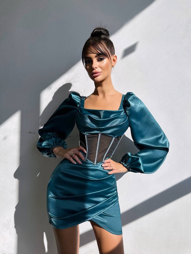 Комплект: корсет, декорований стразами + спідниця міні з драпіруванням   Ручна робота  Комплект: корсет, декорований стразами + спідниця міні з драпіруванням   Ручна робота  | PUSHKA SHOP