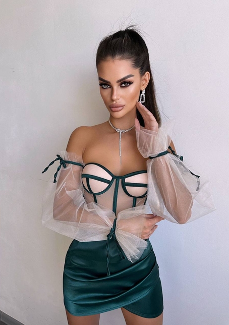 Атласний  комплект: корсет + спідниця  | PUSHKA SHOP