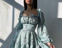 Квіткова сукня з воланами та шнуровкою по спинці Квіткова сукня з воланами та шнуровкою по спинці | PUSHKA SHOP