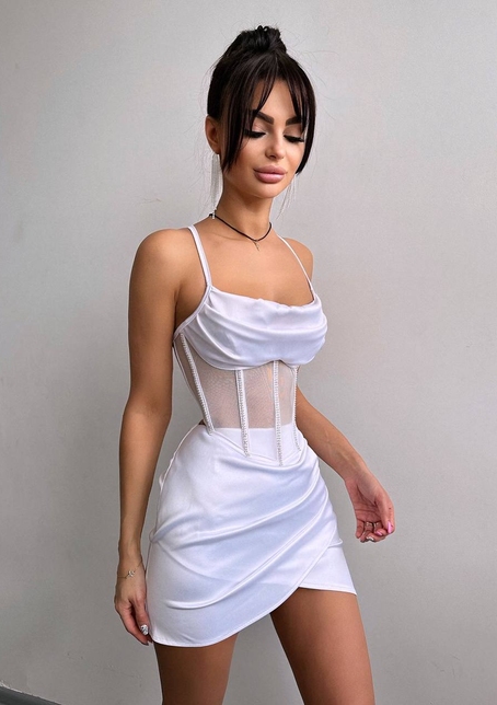 Комплект: корсет, декорований стразами + спідниця міні з драпіруванням   | PUSHKA SHOP