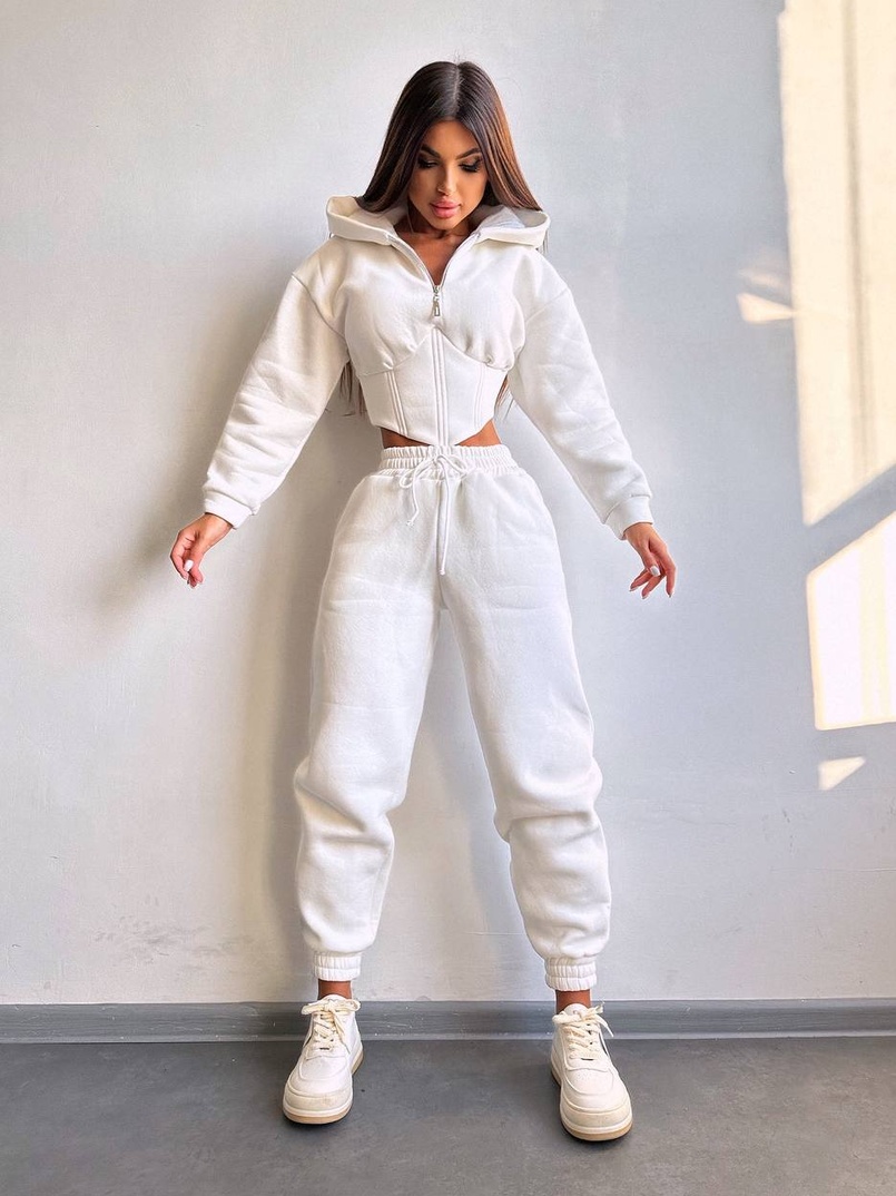 Комплект на флісі : худі з елементами корсету + штани  Комплект на флісі : худі з елементами корсету + штани  | PUSHKA SHOP