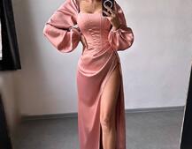 Атласний комплект: корсет + спідниця  максі з драпіруванням | PUSHKA SHOP