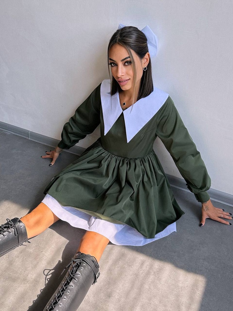 Котонова сукня з комірцем + бант  Котонова сукня з комірцем + бант  | PUSHKA SHOP