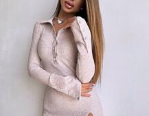 Трикотажна сукня з комірцем  | PUSHKA SHOP