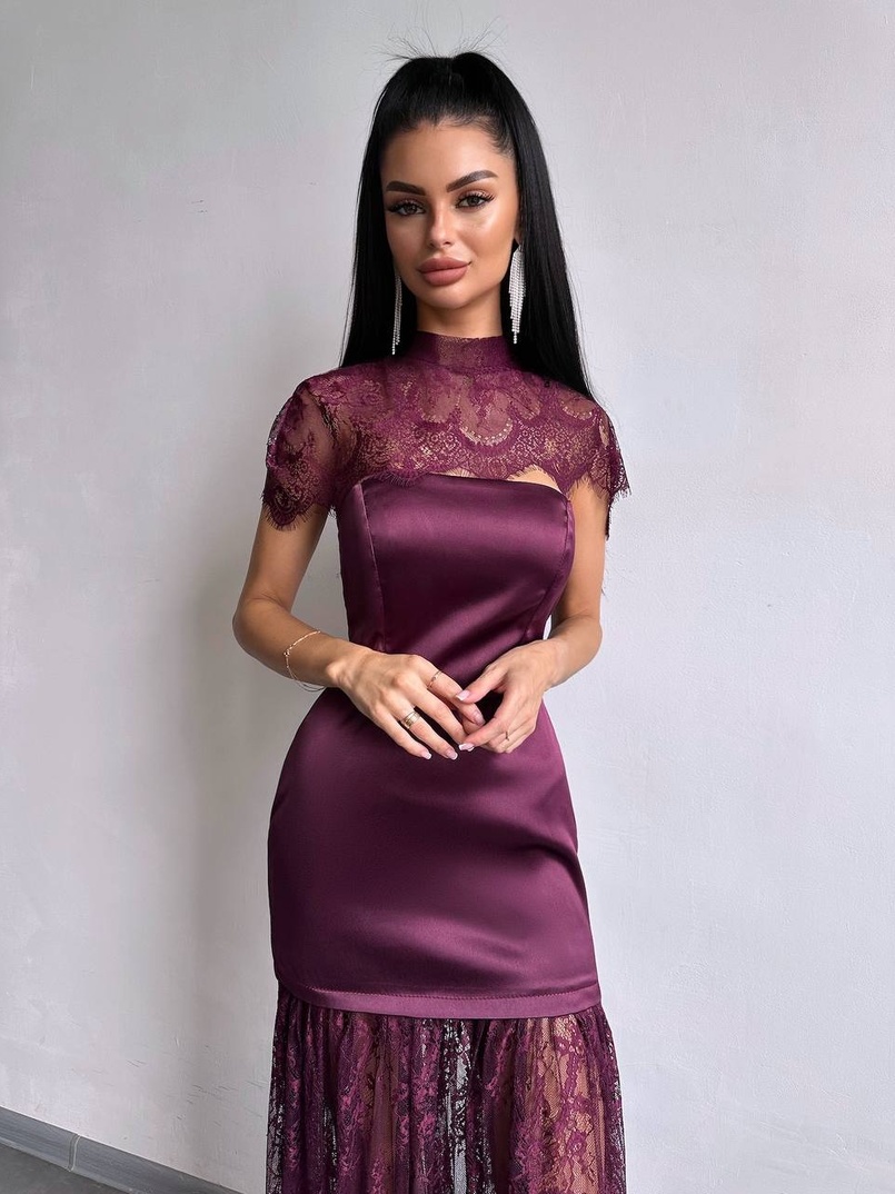 Елегантна сукня максі з мереживом | PUSHKA SHOP