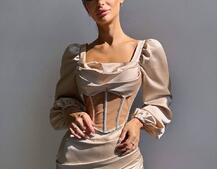 Комплект: корсет, декорований стразами + спідниця міні з драпіруванням   Ручна робота  Комплект: корсет, декорований стразами + спідниця міні з драпіруванням   Ручна робота  | PUSHKA SHOP