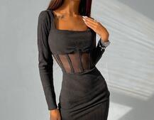 Приталенное платье с корсетной вставкой и  юбкой-карандашом  Приталенное платье с корсетной вставкой и  юбкой-карандашом  | PUSHKA SHOP