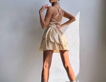 Шовкова сукня  з пишною спідницею та шнурівкою   Шовкова сукня  з пишною спідницею та шнурівкою   | PUSHKA SHOP