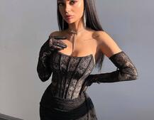 Мереживна сукня максі з рукавичками  | PUSHKA SHOP