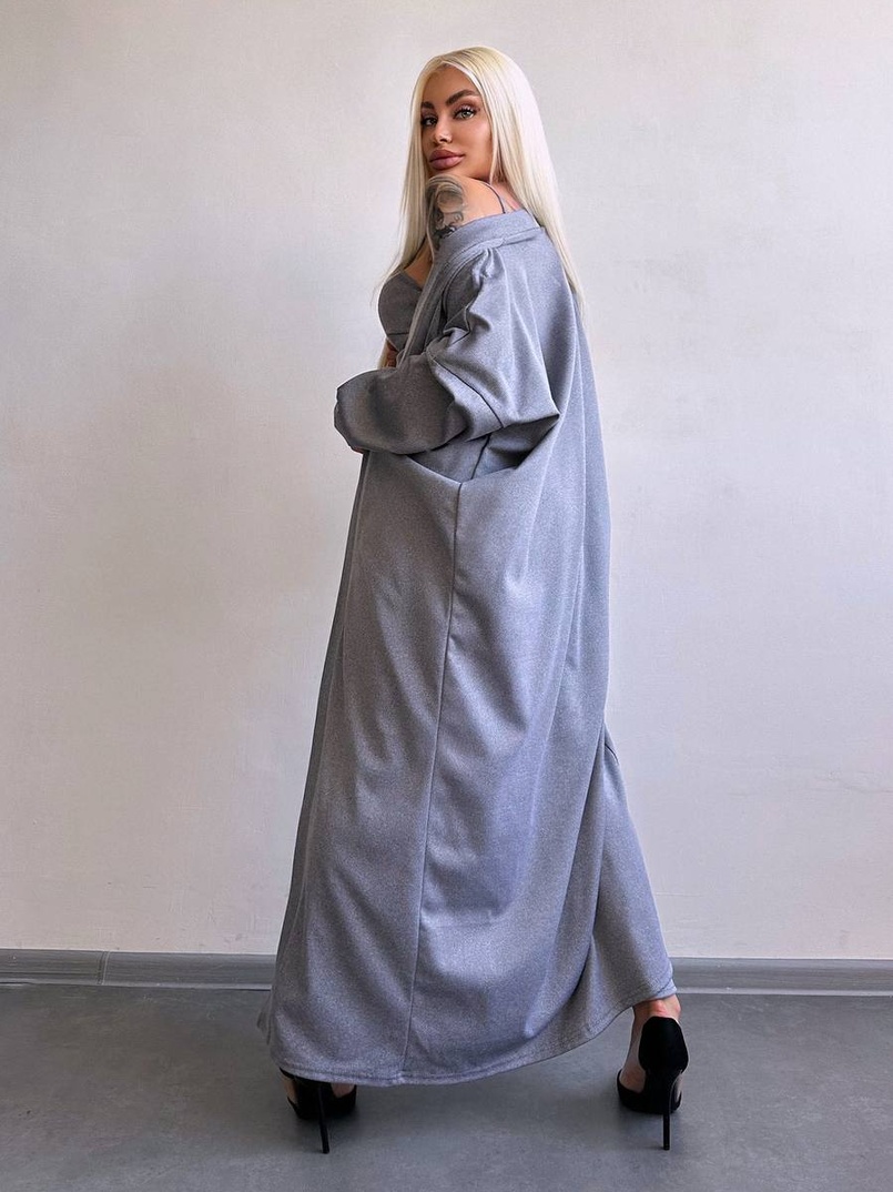 Комплект: сукня з філіжанками + кардиган максі з теплого рубчика  Комплект: сукня з філіжанками + кардиган максі з теплого рубчика  | PUSHKA SHOP