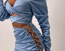 Сукня міні з драпіруванням, декорована стразами  Сукня міні з драпіруванням, декорована стразами  | PUSHKA SHOP