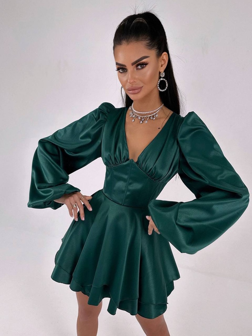 Атласна корсетна сукня  з пишною подвійною спідницею  | PUSHKA SHOP