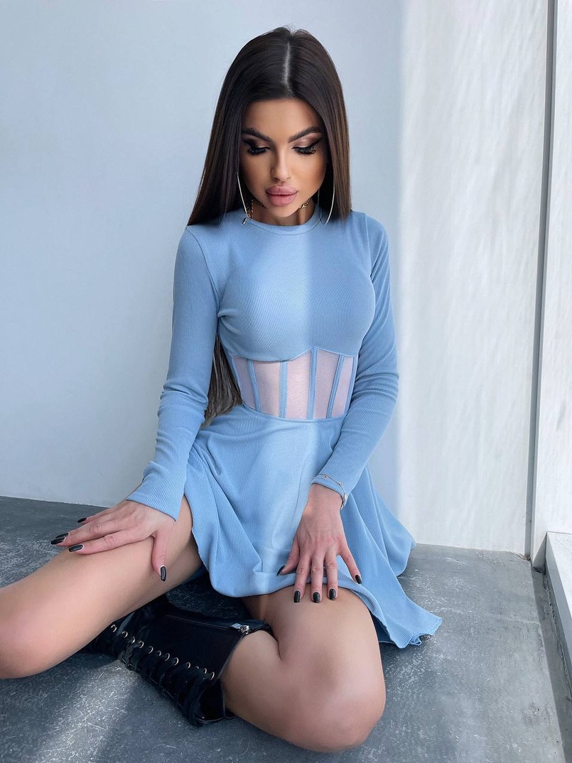 Приталена сукня з корсетною вставкою та спідницею-сонцем | PUSHKA SHOP