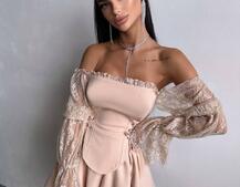 Сукня з корсетом декорована мереживом  Сукня з корсетом декорована мереживом  | PUSHKA SHOP