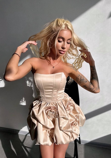 Комплект: корсет з  + спідниця декорована трояндами  Комплект: корсет з  + спідниця декорована трояндами  | PUSHKA SHOP