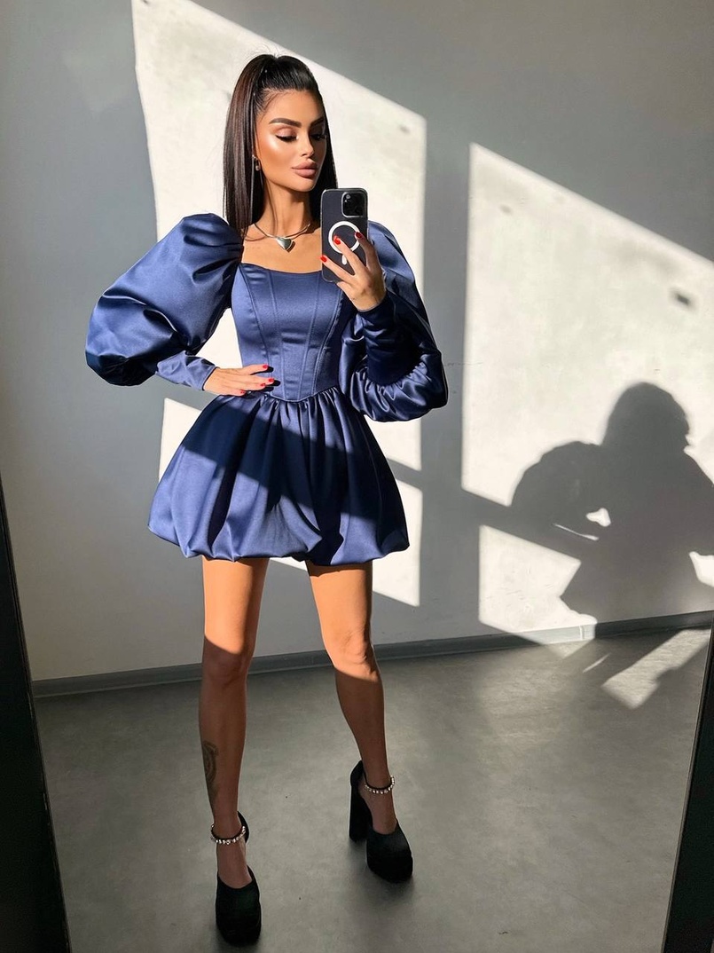 Сукня з обʼємними рукавами та спідницею балоном  Сукня з обʼємними рукавами та спідницею балоном  | PUSHKA SHOP