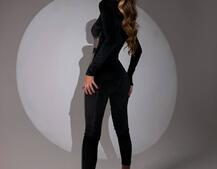 Оксамитовий комбінезон із сіткою зі стразами  | PUSHKA SHOP