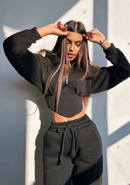 Комплект на флісі : худі з елементами корсету + штани  | PUSHKA SHOP