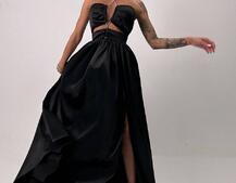 Атласна сукня максі із шнуром зі стразами  Атласна сукня максі із шнуром зі стразами  | PUSHKA SHOP