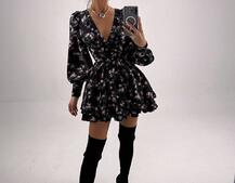 Сукня міні з пишною спідницею та драпіруванням на талії Сукня міні з пишною спідницею та драпіруванням на талії | PUSHKA SHOP