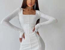 Платье-мини с квадратным вырезом  Платье-мини с квадратным вырезом  | PUSHKA SHOP