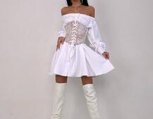 Приталена сорочка на плічках+  мереживний корсет Приталена сорочка на плічках+  мереживний корсет | PUSHKA SHOP